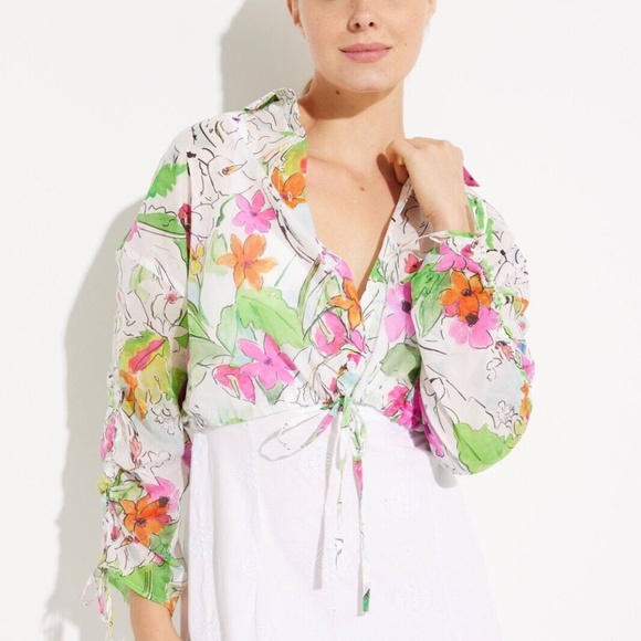 Desigual Women's Crop Top Blouse Floral Medium - Picture 2 of 7